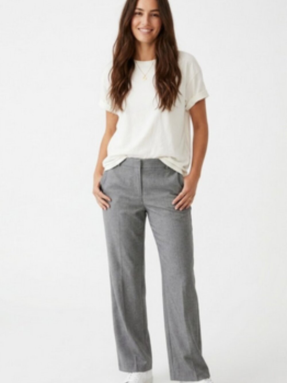 Banana Republic Logan Trousers Professional Gray Mid-Rise Straight Leg, size 12